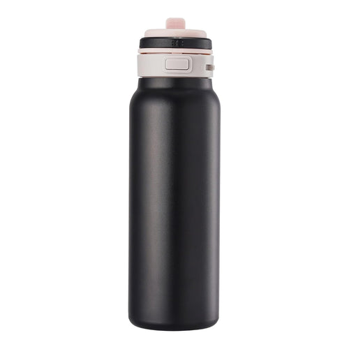 Reusable Water Bottle with Flip-Top Lid - Black